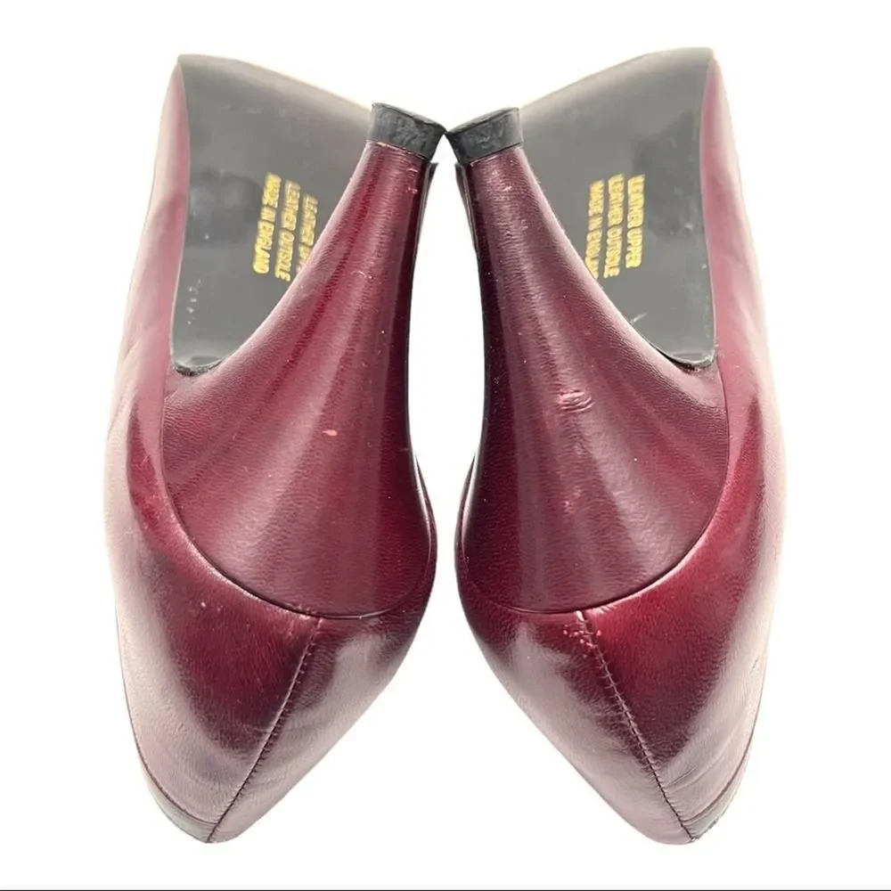 Rayne London Rare 80’s Vintage Custom Wine Red & Black Leather Pumps Size 8.5 AA - Picture 11 of 13